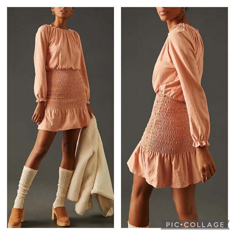 Sundry SZ 3 Peach Coral Cinched Dress